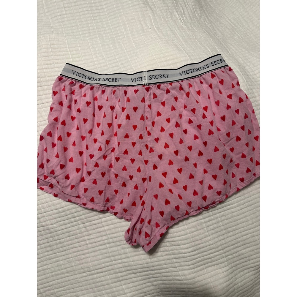 Victoria's Secret Pink Heart Print Pajama Shorts Boxers Branded Waistband Large - Picture 5 of 5